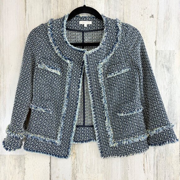 ANN MASHBURN Size XS Kiki Cardigan Navy Tweed Lady Jacket - Picture 1 of 13